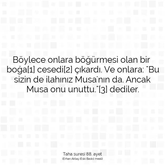 Ayetbul | Kuran Mealleri | Quran | Taha suresi 88. ayet