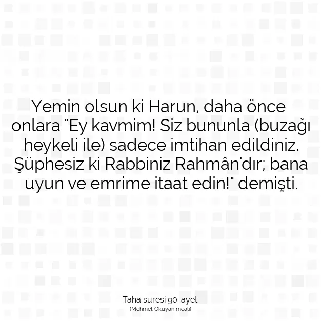 Ayetbul | Kuran Mealleri | Quran | Taha suresi 90. ayet