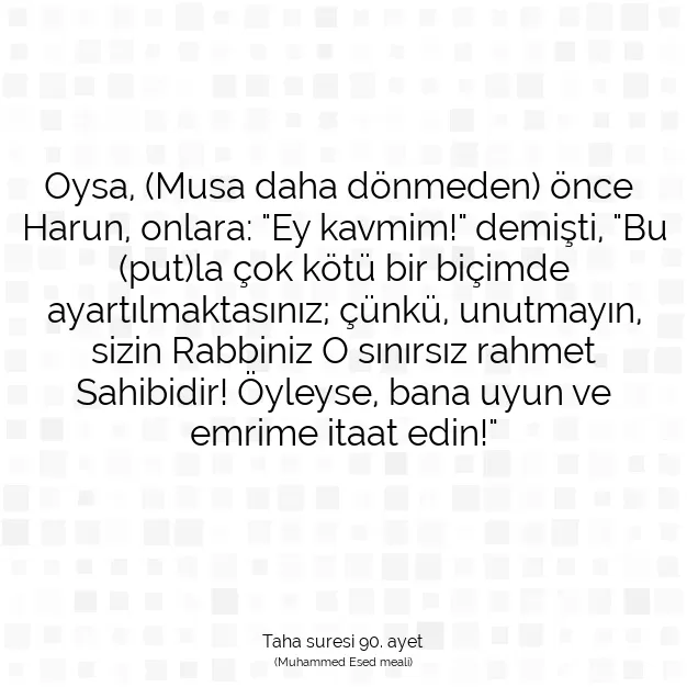 Ayetbul | Kuran Mealleri | Quran | Taha suresi 90. ayet