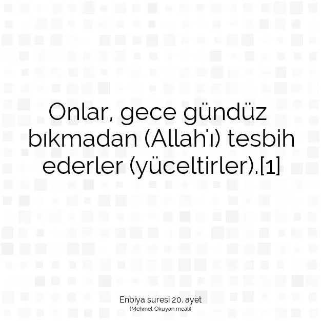 Ayetbul | Kuran Mealleri | Quran | Enbiya suresi 20. ayet