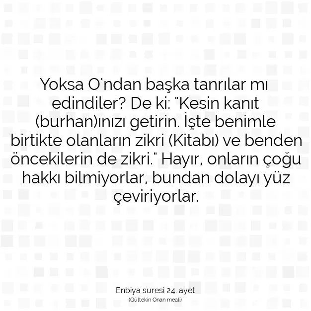 Ayetbul | Kuran Mealleri | Quran | Enbiya suresi 24. ayet