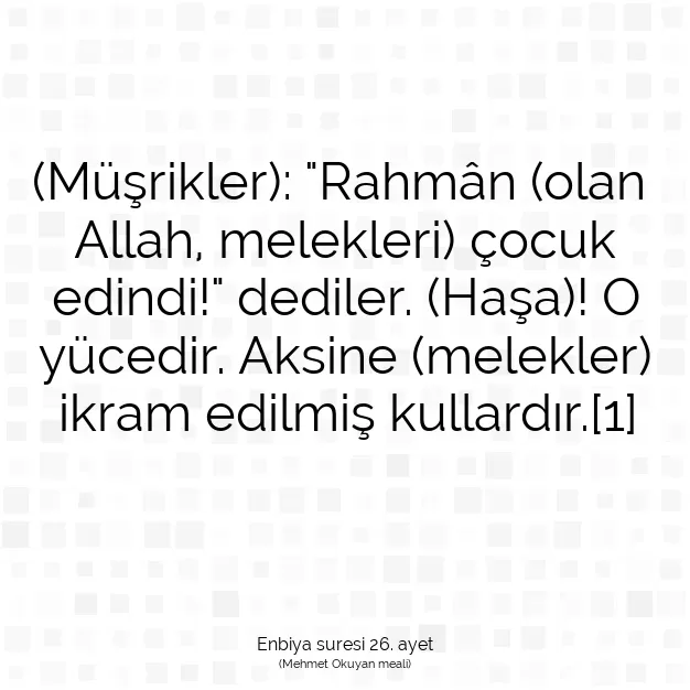 Ayetbul | Kuran Mealleri | Quran | Enbiya suresi 26. ayet