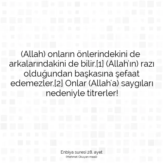 Ayetbul | Kuran Mealleri | Quran | Enbiya suresi 28. ayet