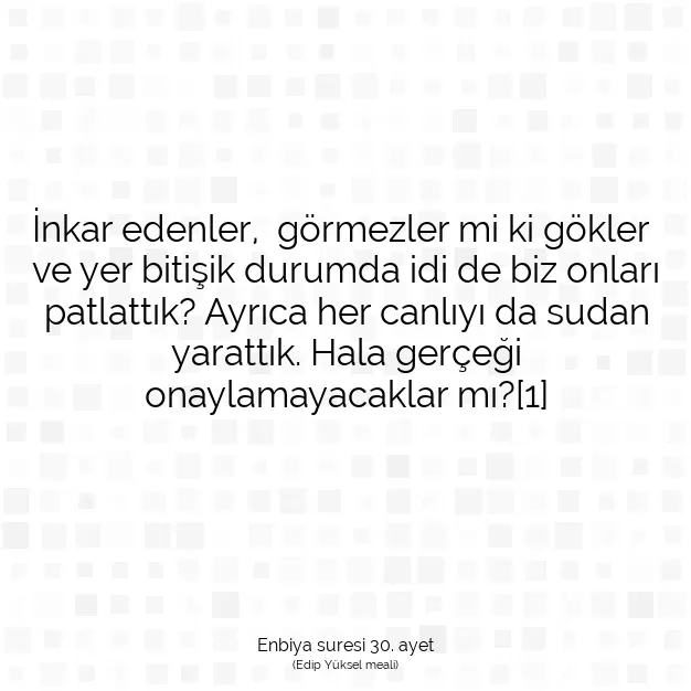 Ayetbul | Kuran Mealleri | Quran | Enbiya suresi 30. ayet