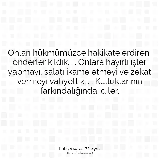 Ayetbul | Kuran Mealleri | Quran | Enbiya suresi 73. ayet