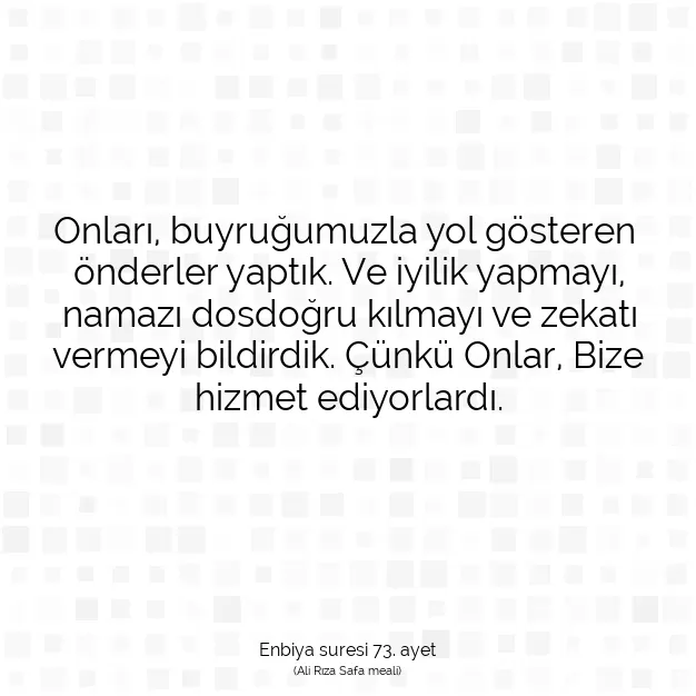 Ayetbul | Kuran Mealleri | Quran | Enbiya suresi 73. ayet