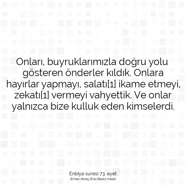 Ayetbul | Kuran Mealleri | Quran | Enbiya suresi 73. ayet