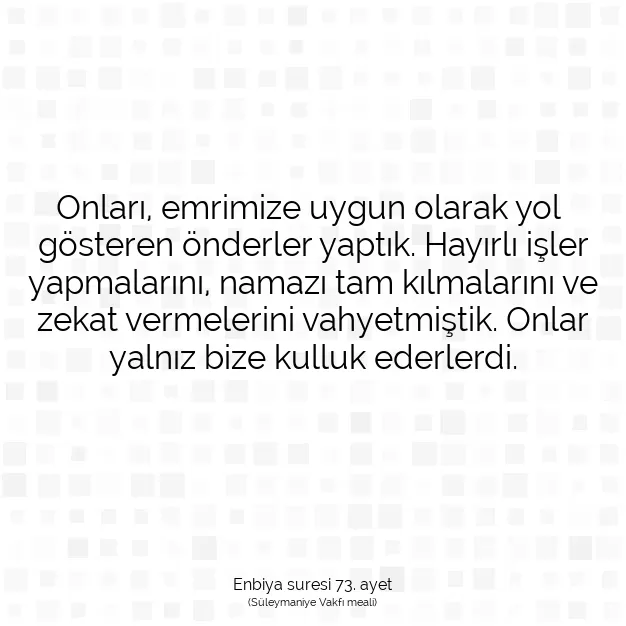 Ayetbul | Kuran Mealleri | Quran | Enbiya suresi 73. ayet