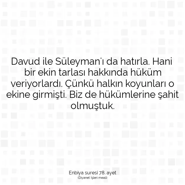 Ayetbul | Kuran Mealleri | Quran | Enbiya suresi 78. ayet