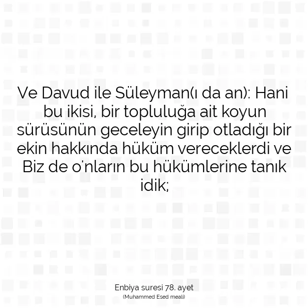 Ayetbul | Kuran Mealleri | Quran | Enbiya suresi 78. ayet