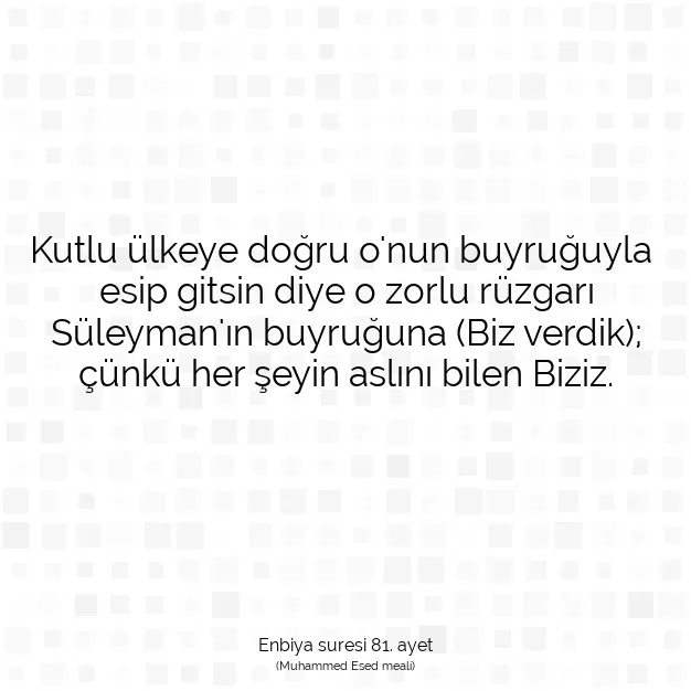 Ayetbul | Kuran Mealleri | Quran | Enbiya suresi 81. ayet