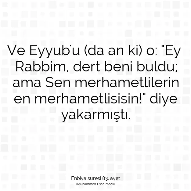 Ayetbul | Kuran Mealleri | Quran | Enbiya suresi 83. ayet