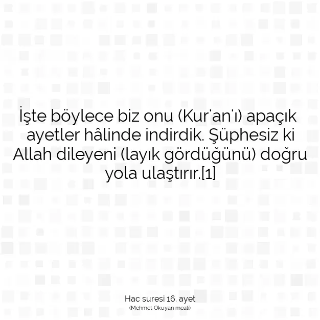 Ayetbul | Kuran Mealleri | Quran | Hac suresi 16. ayet