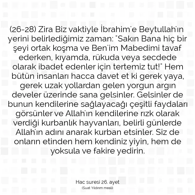 Ayetbul | Kuran Mealleri | Quran | Hac suresi 26. ayet