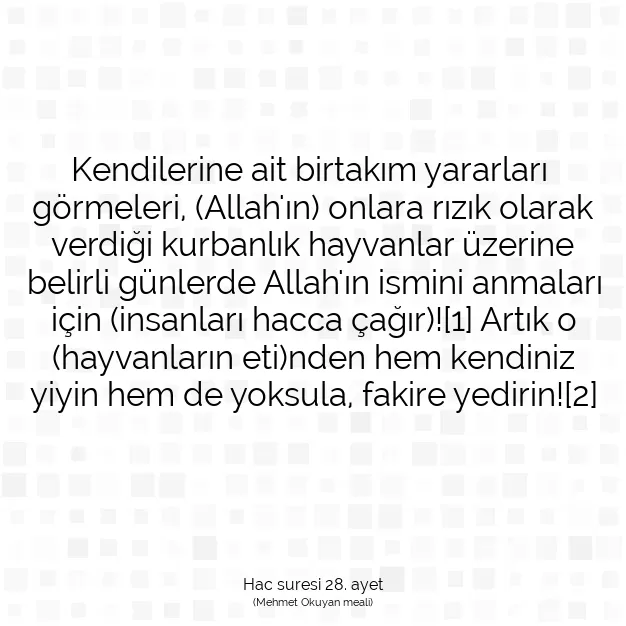 Ayetbul | Kuran Mealleri | Quran | Hac suresi 28. ayet