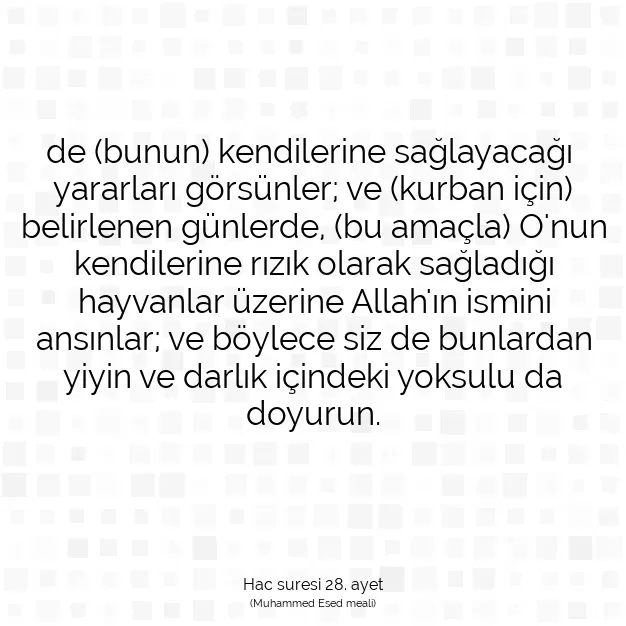 Ayetbul | Kuran Mealleri | Quran | Hac suresi 28. ayet