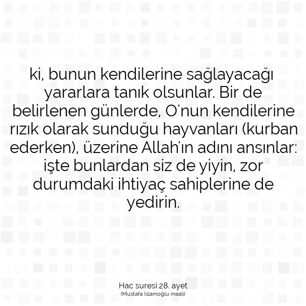 Ayetbul | Kuran Mealleri | Quran | Hac suresi 28. ayet