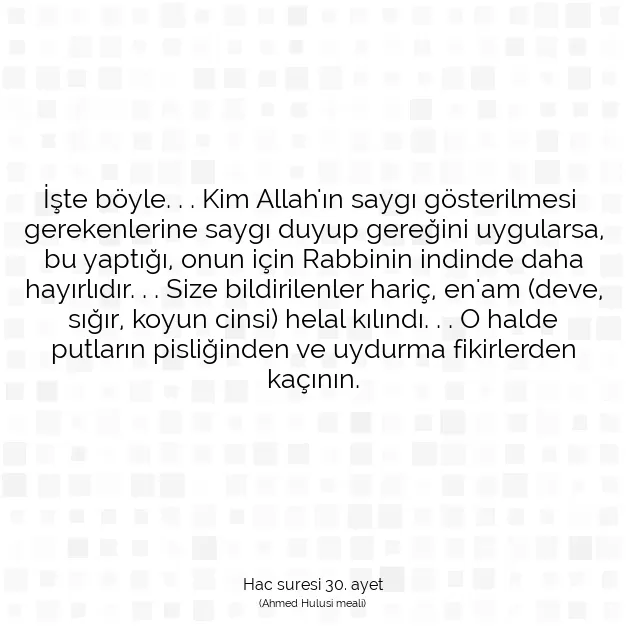 Ayetbul | Kuran Mealleri | Quran | Hac suresi 30. ayet