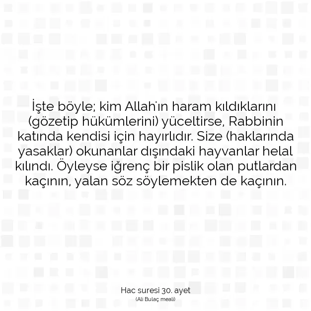 Ayetbul | Kuran Mealleri | Quran | Hac suresi 30. ayet