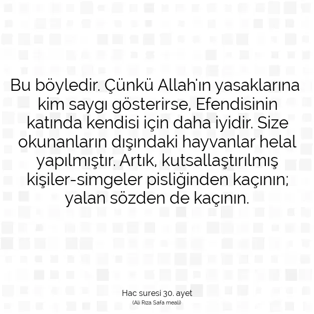 Ayetbul | Kuran Mealleri | Quran | Hac suresi 30. ayet