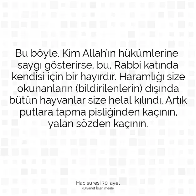 Ayetbul | Kuran Mealleri | Quran | Hac suresi 30. ayet