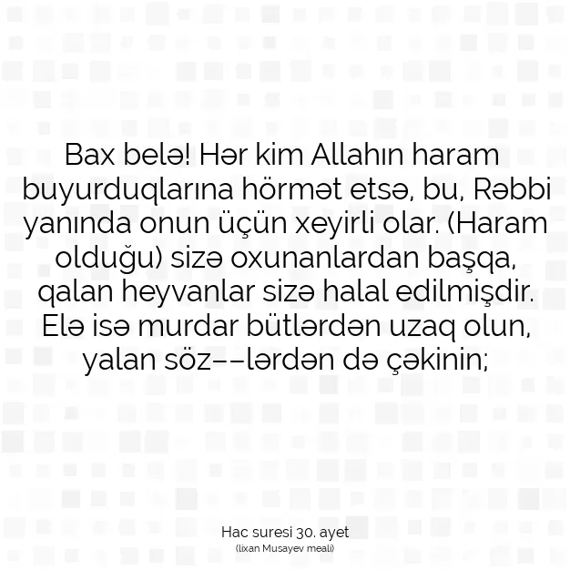 Ayetbul | Kuran Mealleri | Quran | Hac suresi 30. ayet