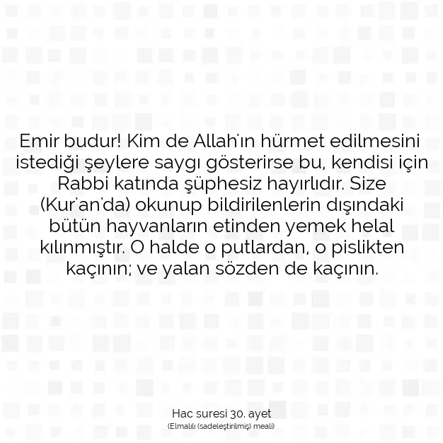 Ayetbul | Kuran Mealleri | Quran | Hac suresi 30. ayet