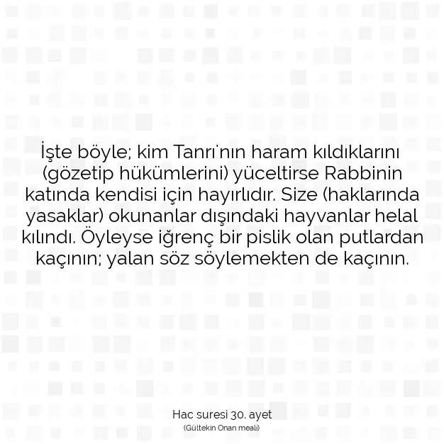 Ayetbul | Kuran Mealleri | Quran | Hac suresi 30. ayet