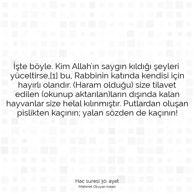 Ayetbul | Kuran Mealleri | Quran | Hac suresi 30. ayet