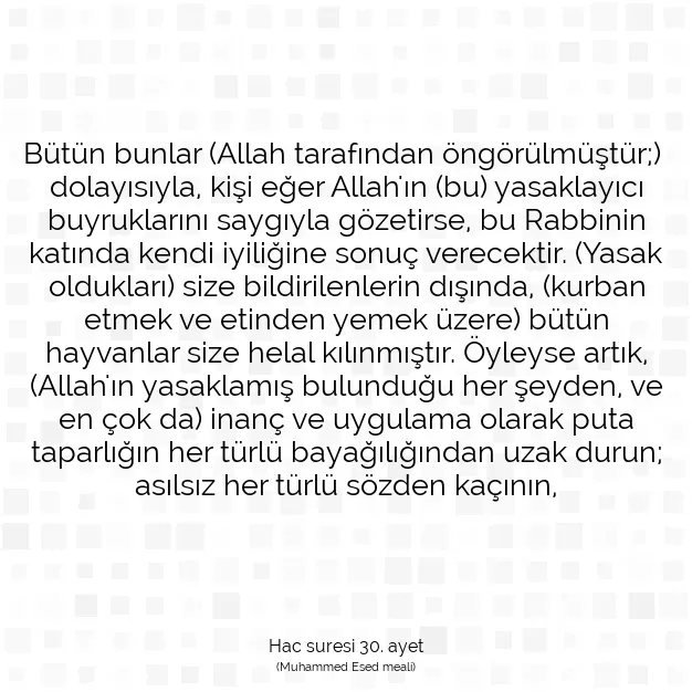 Ayetbul | Kuran Mealleri | Quran | Hac suresi 30. ayet