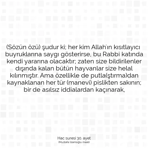 Ayetbul | Kuran Mealleri | Quran | Hac suresi 30. ayet