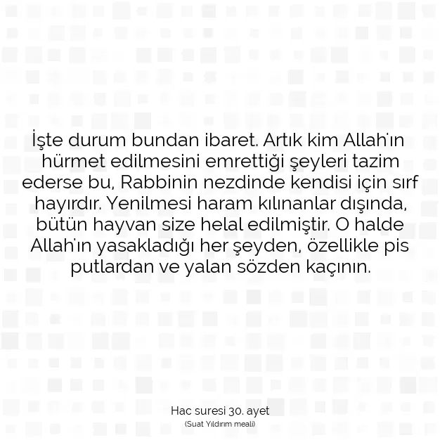 Ayetbul | Kuran Mealleri | Quran | Hac suresi 30. ayet