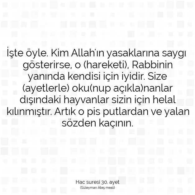 Ayetbul | Kuran Mealleri | Quran | Hac suresi 30. ayet