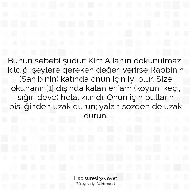 Ayetbul | Kuran Mealleri | Quran | Hac suresi 30. ayet