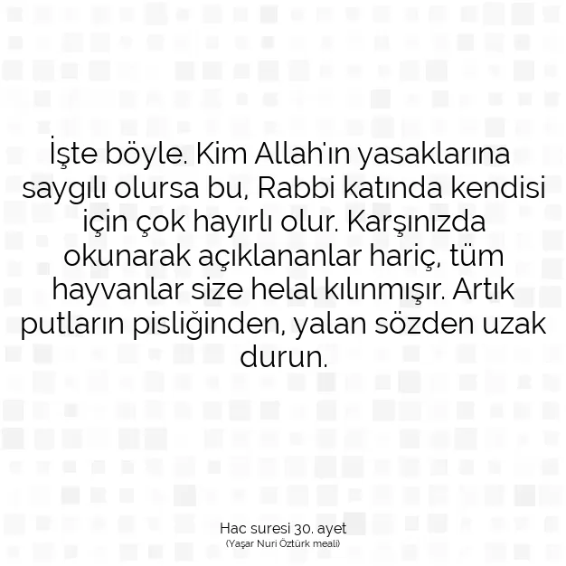 Ayetbul | Kuran Mealleri | Quran | Hac suresi 30. ayet