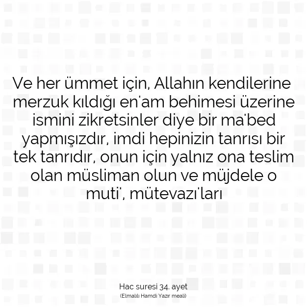 Ayetbul | Kuran Mealleri | Quran | Hac suresi 34. ayet