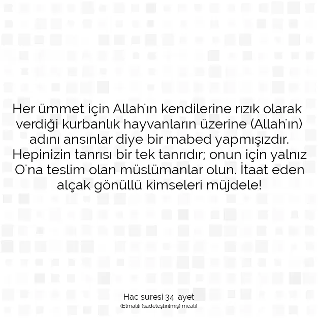 Ayetbul | Kuran Mealleri | Quran | Hac suresi 34. ayet