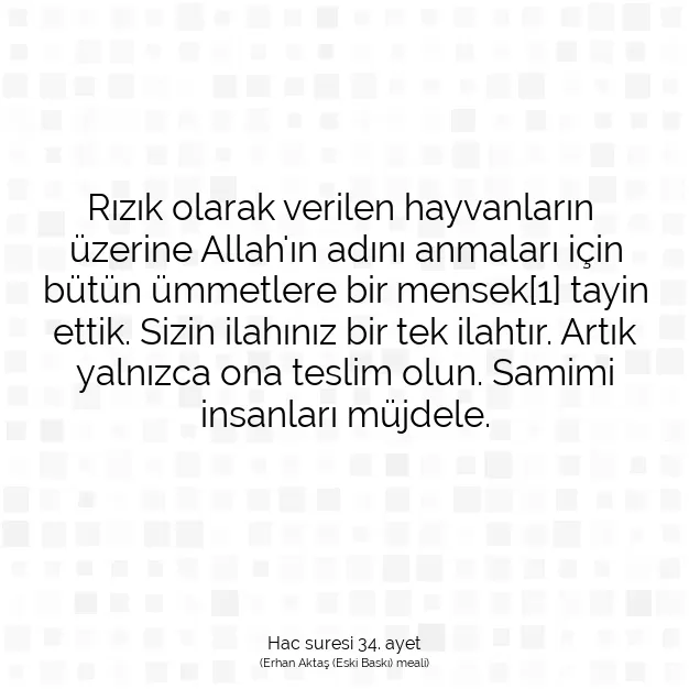 Ayetbul | Kuran Mealleri | Quran | Hac suresi 34. ayet