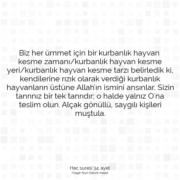 Ayetbul | Kuran Mealleri | Quran | Hac suresi 34. ayet