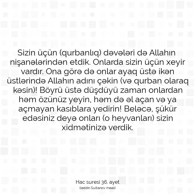 Ayetbul | Kuran Mealleri | Quran | Hac suresi 36. ayet