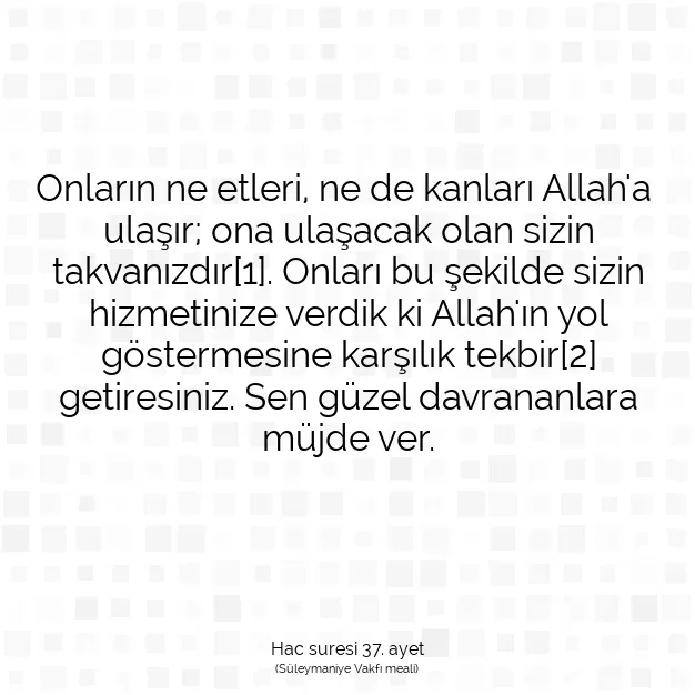 Ayetbul | Kuran Mealleri | Quran | Hac suresi 37. ayet