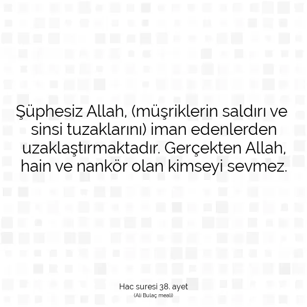 Ayetbul | Kuran Mealleri | Quran | Hac suresi 38. ayet