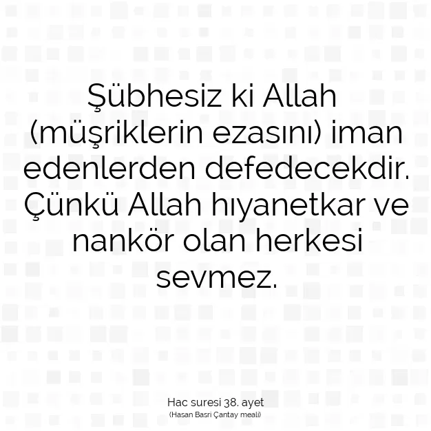 Ayetbul | Kuran Mealleri | Quran | Hac suresi 38. ayet