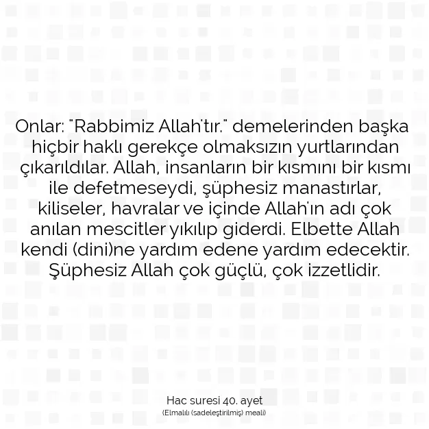 Ayetbul | Kuran Mealleri | Quran | Hac suresi 40. ayet