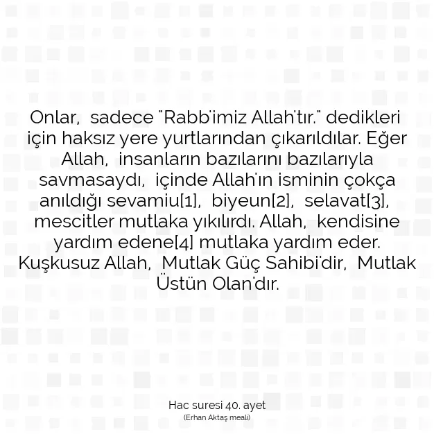 Ayetbul | Kuran Mealleri | Quran | Hac suresi 40. ayet