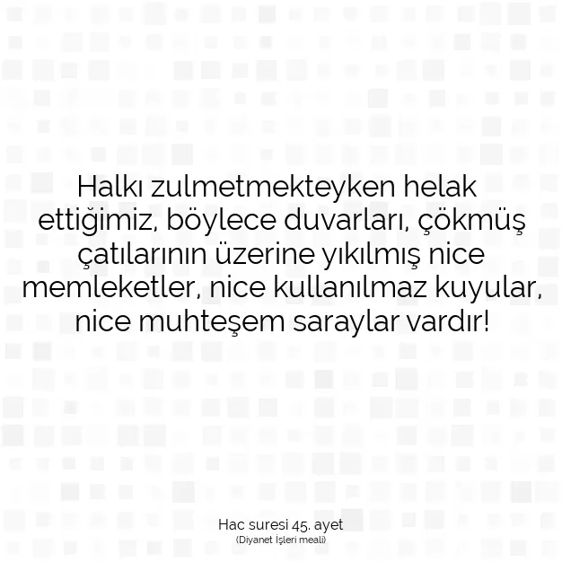 Ayetbul | Kuran Mealleri | Quran | Hac suresi 45. ayet