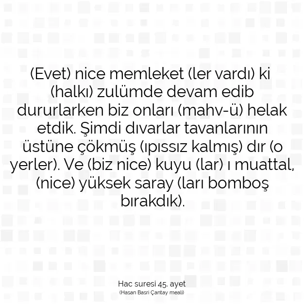 Ayetbul | Kuran Mealleri | Quran | Hac suresi 45. ayet