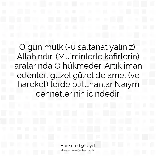 Ayetbul | Kuran Mealleri | Quran | Hac suresi 56. ayet