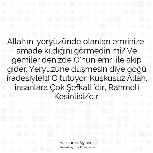 Ayetbul | Kuran Mealleri | Quran | Hac suresi 65. ayet