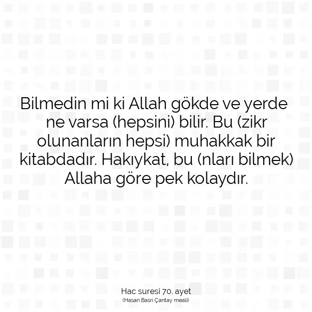 Ayetbul | Kuran Mealleri | Quran | Hac suresi 70. ayet